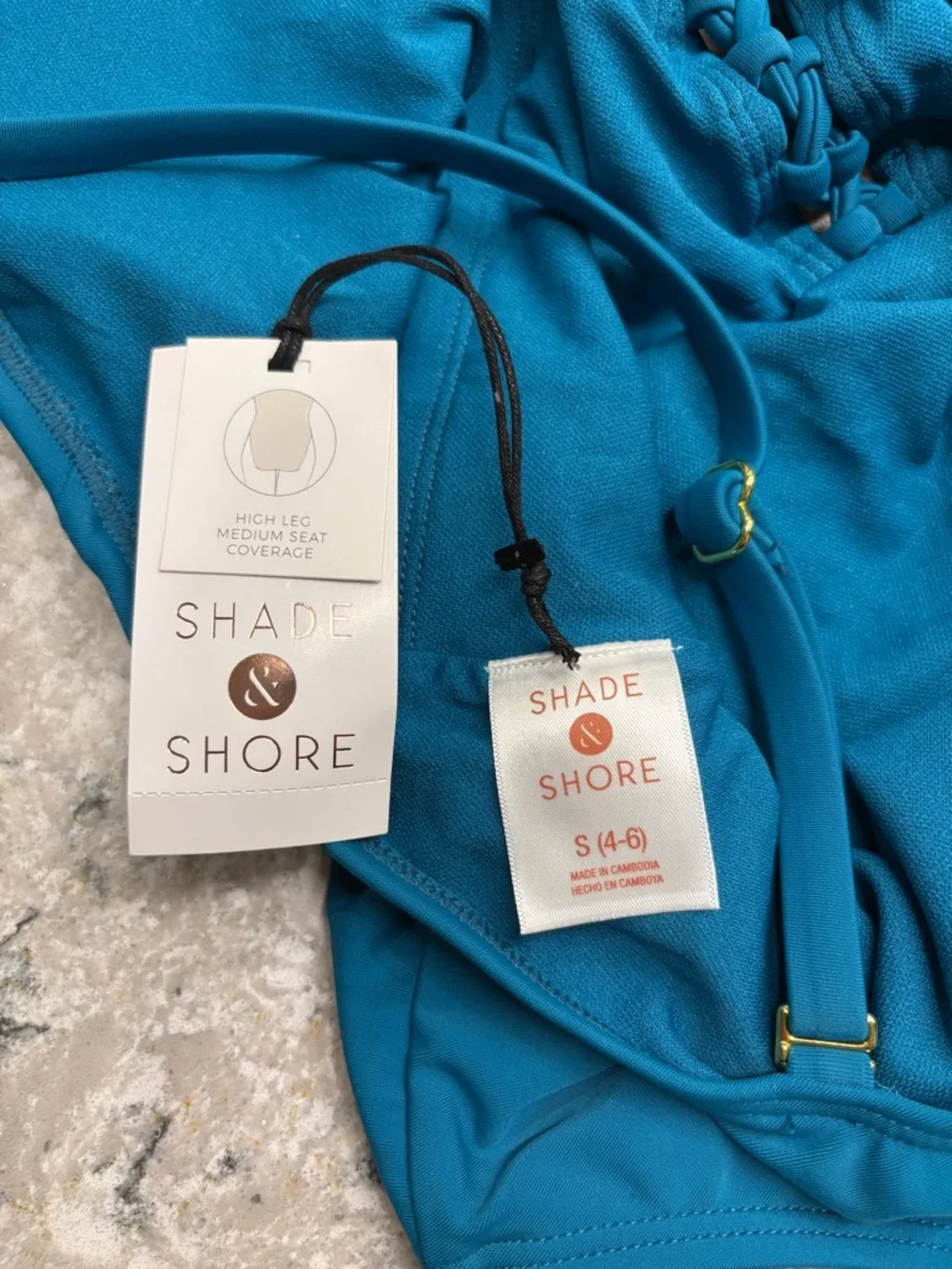 Shade & Shore Lace-Up One-Piece Swimsuit in Teal NWT - Picture 6 of 6